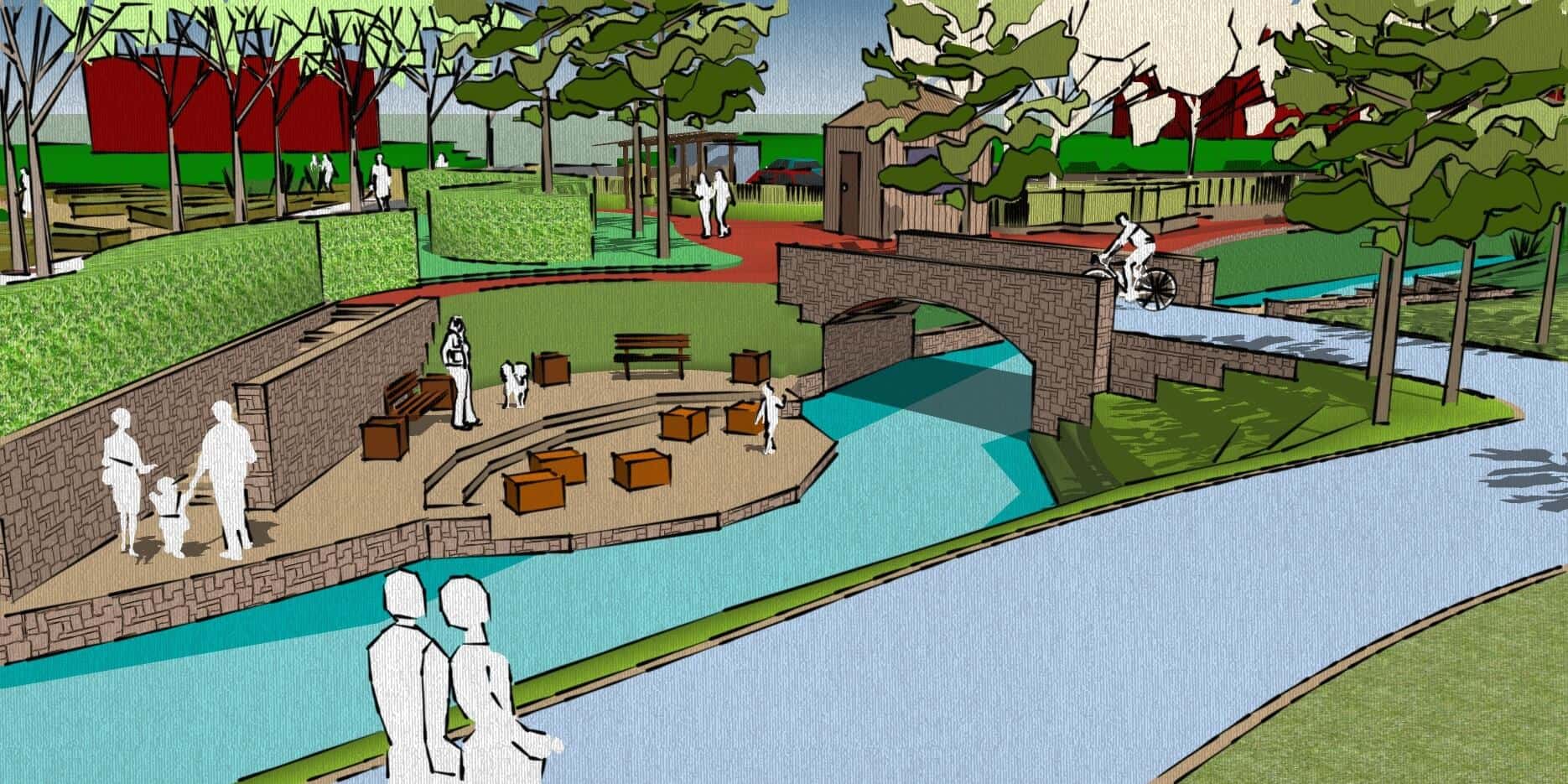 Folllowing a LVIA, L.V.I.A. Landscape And Visual Impact Assessment- Landscape plans for planning conditions have been released with visualisations of this urban ecological design. Planning Applications in Areas of Development Constraint were overcome. LEMP Landscape Ecology Management Plan is instigated as required.